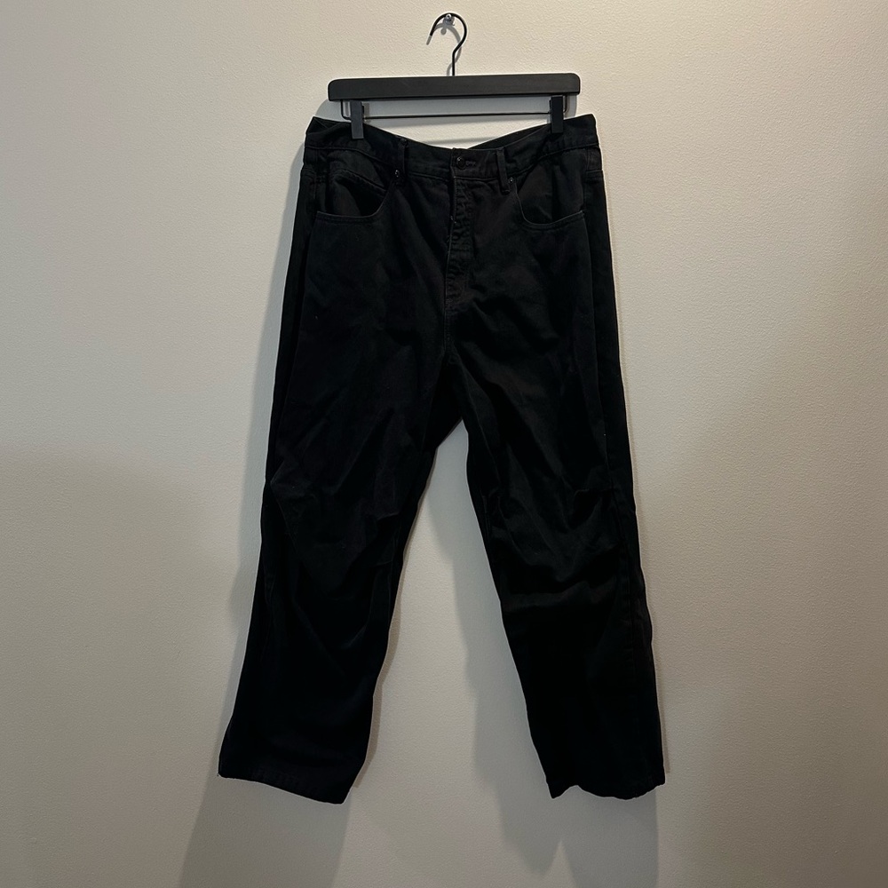 Good American black cotton utility pants